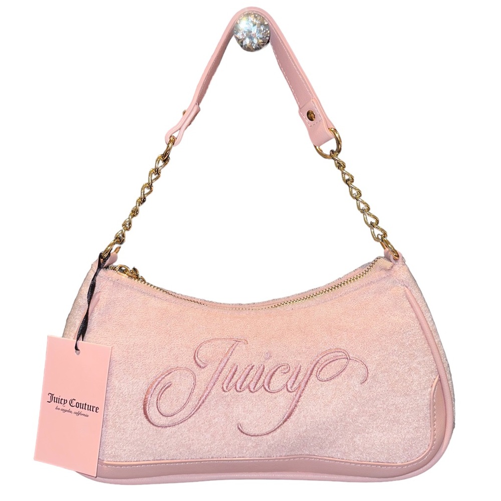 💗 Juicy Couture 💗 Raising Star Shoulder Bag Pink Diamond Velour - Picture 5 of 5